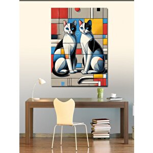 Kanvas Tablo Sanatsal Geometrik Kediler 50x70 cm