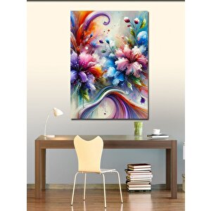 Kanvas Tablo Renkli Soyut Çiçekler 100x140 cm