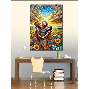 Kanvas Tablo Mutlu Çocuklar  Ve Çiçekler 50x70 cm