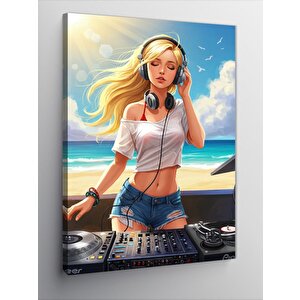 Kanvas Tablo Plajda Dj Kadın 50x70 cm