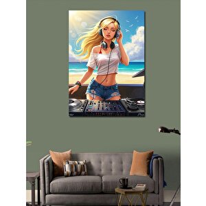Kanvas Tablo Plajda Dj Kadın 50x70 cm