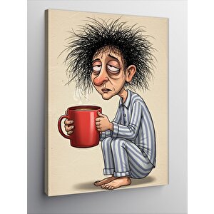 Kanvas Tablo Sabah Kahvesi İçen Yorgun Adam 70x100 cm