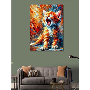 Kanvas Tablo Alevli Kedi Ve Enerji Patlaması 100x140 cm