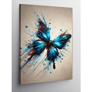 Kanvas Tablo Renk Patlaması Ve Mavi Kelebek 50x70 cm