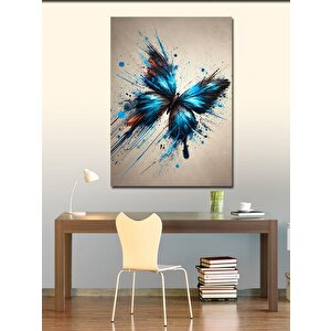 Kanvas Tablo Renk Patlaması Ve Mavi Kelebek 50x70 cm