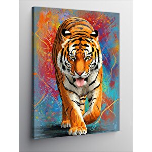 Kanvas Tablo Kaplan Ve Parlak Renkler 100x140 cm