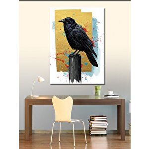 Kanvas Tablo Kuzgun Ve Soyut Arka Plan 50x70 cm