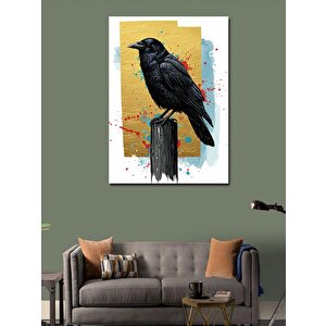Kanvas Tablo Kuzgun Ve Soyut Arka Plan 50x70 cm