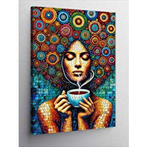 Kanvas Tablo Kadın Ve Kahve 50x70 cm