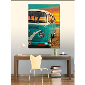 Kanvas Tablo Mavi Karavan Ve Plaj 100x140 cm