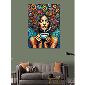 Kanvas Tablo Kadın Ve Kahve 100x140 cm