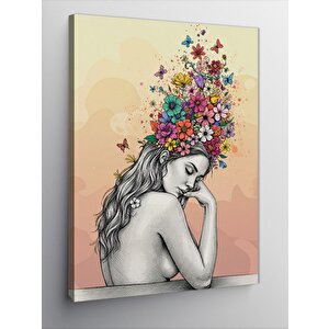 Kanvas Tablo Çiçeklerle Kadın Portresi 70x100 cm