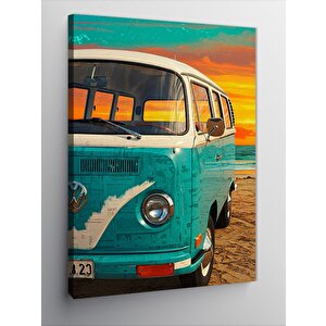 Kanvas Tablo Mavi Karavan Ve Plaj 50x70 cm