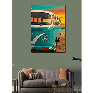Kanvas Tablo Mavi Karavan Ve Plaj 50x70 cm