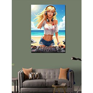 Kanvas Tablo Plajda Dj Kadın 100x140 cm