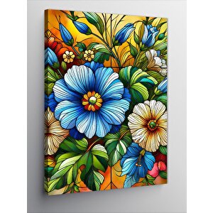 Kanvas Tablo Renkli Çiçekler İllüstrasyonu 100x140 cm