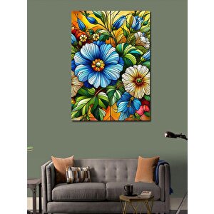 Kanvas Tablo Renkli Çiçekler İllüstrasyonu 100x140 cm