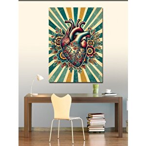 Kanvas Tablo Çiçekli Kalp Motifi 50x70 cm
