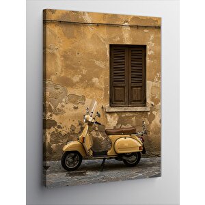 Kanvas Tablo Eski Pencere Ve Scooter 50x70 cm