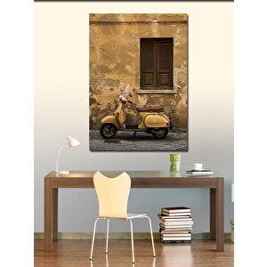 Kanvas Tablo Eski Pencere Ve Scooter 50x70 cm