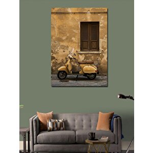 Kanvas Tablo Eski Pencere Ve Scooter 50x70 cm