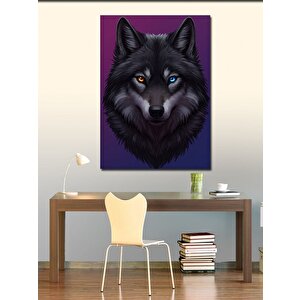 Kanvas Tablo Mavi Gözlü Kurt 50x70 cm