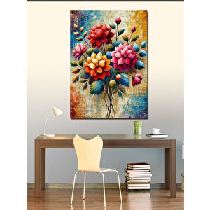 Kanvas Tablo Renkli Çiçek Deseni 70x100 cm