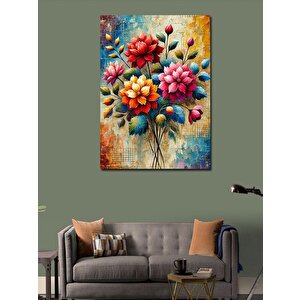Kanvas Tablo Renkli Çiçek Deseni 70x100 cm