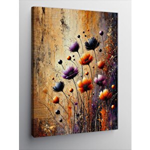 Kanvas Tablo Renkli Çiçekler Ve Doku 100x140 cm