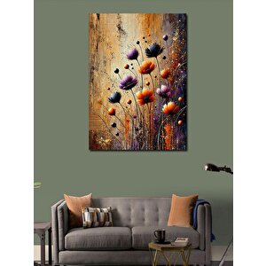 Kanvas Tablo Renkli Çiçekler Ve Doku 100x140 cm