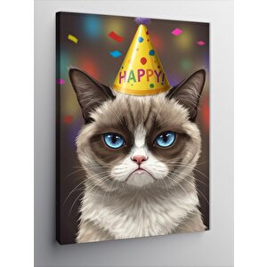 Kanvas Tablo Doğum Günü Kedisi 100x140 cm