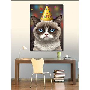 Kanvas Tablo Doğum Günü Kedisi 100x140 cm