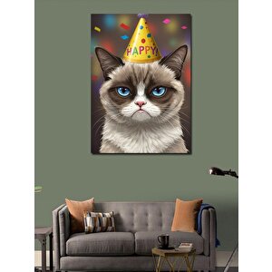 Kanvas Tablo Doğum Günü Kedisi 100x140 cm