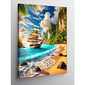 Kanvas Tablo Yelkenli Ve Egzotik Plaj 50x70 cm