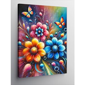Kanvas Tablo Renkli Çiçekler Deseni 70x100 cm