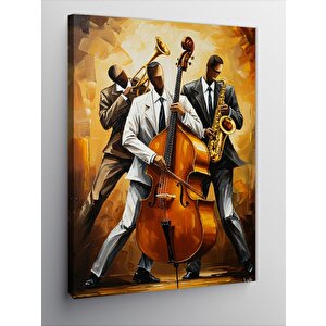 Kanvas Tablo Caz Orkestrası Ile Müzik Aleti 100x140 cm