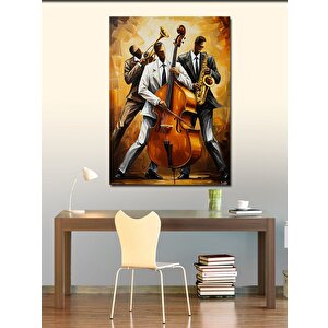 Kanvas Tablo Caz Orkestrası Ile Müzik Aleti 100x140 cm