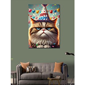 Kanvas Tablo Doğum Günü Kedisi 70x100 cm