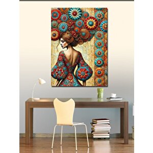 Kanvas Tablo Çiçek Motifli Kadın 100x140 cm