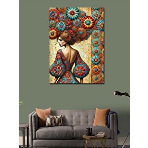 Kanvas Tablo Çiçek Motifli Kadın 100x140 cm