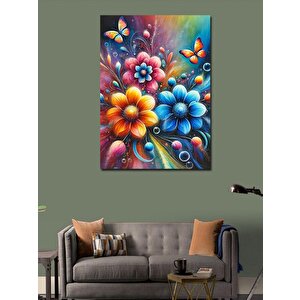 Kanvas Tablo Renkli Çiçekler Deseni 100x140 cm