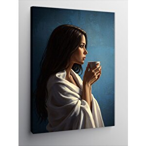 Kanvas Tablo Kahve İçen Kadın 70x100 cm