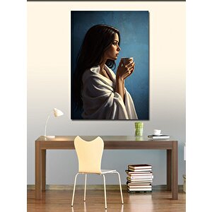 Kanvas Tablo Kahve İçen Kadın 70x100 cm