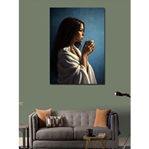 Kanvas Tablo Kahve İçen Kadın 70x100 cm