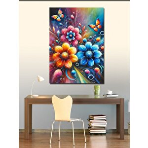 Kanvas Tablo Renkli Çiçekler Deseni 50x70 cm