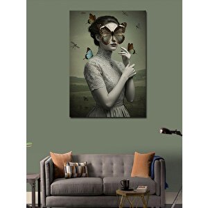 Kanvas Tablo Kelebek Maskesi Takmış Kadın 70x100 cm
