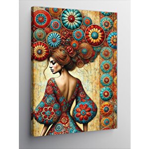 Kanvas Tablo Çiçek Motifli Kadın 70x100 cm