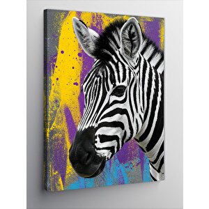 Kanvas Tablo Zebra Ve Renkli Arka Plan 100x140 cm