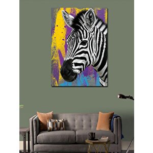 Kanvas Tablo Zebra Ve Renkli Arka Plan 50x70 cm