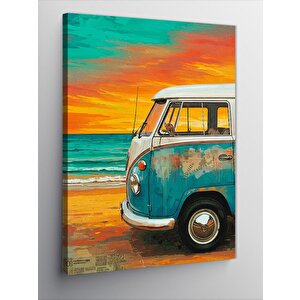 Kanvas Tablo Plajda Minibüs Karavan 70x100 cm